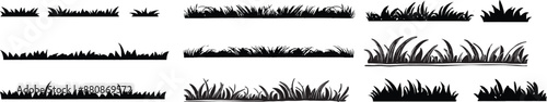 set of grass silhouettes collection vector illustration