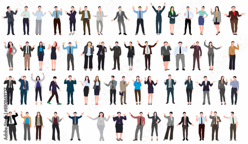 Business team character concept. Set of business people. Businessman and businesswoman collection set. Diverse group of businesspeople. 