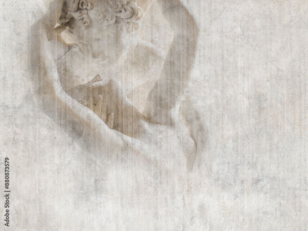 custom made wallpaper toronto digitalKiss - ancient sculpture on the wall. Illustration for wallpaper, mural, poster, interior decoration.