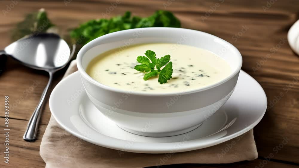 Deliciously creamy soup with a hint of fresh herbs Deliciously creamy soup with a hint of fresh herbs