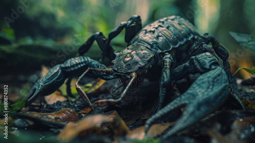 A scary creature from another planet that looks like a scorpion or a crab, a spider photo