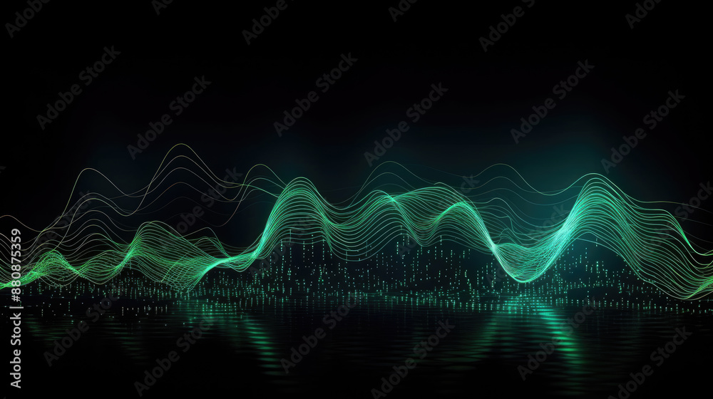 Fototapeta premium generated illustration of Abstract digital wave background with particles.