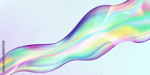 Abstract  holographic wave.Flow iridescent fluid.Dynamic spectrum ribbon.