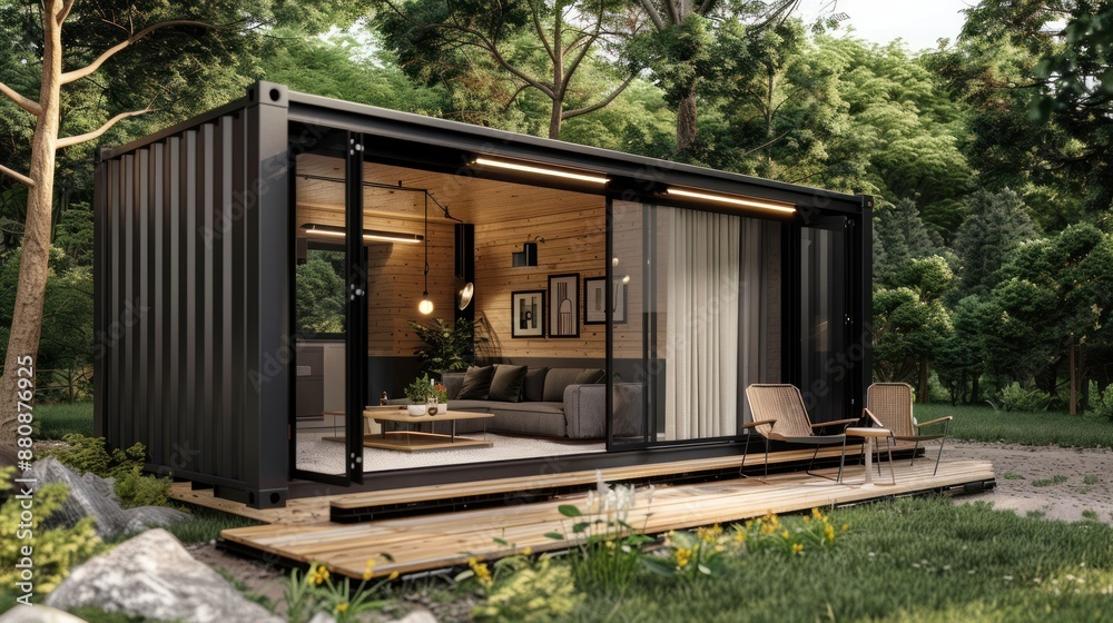 Modern Container Home in a Forest Setting Modern Container Home in a Forest Setting
