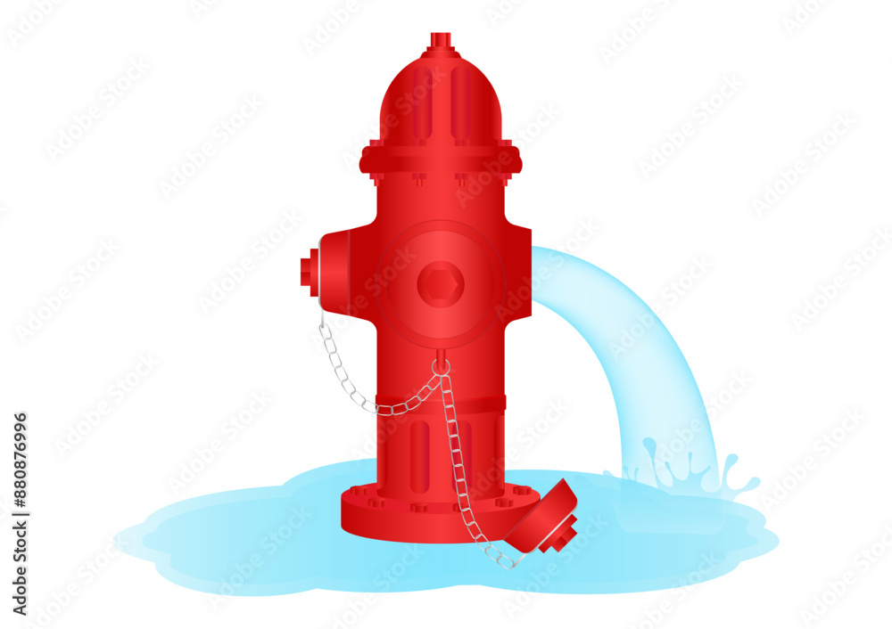 Red Fire Hydrant. Vector Illustration Isolated on White Background. Red Fire Hydrant. Vector Illustration Isolated on White Background.