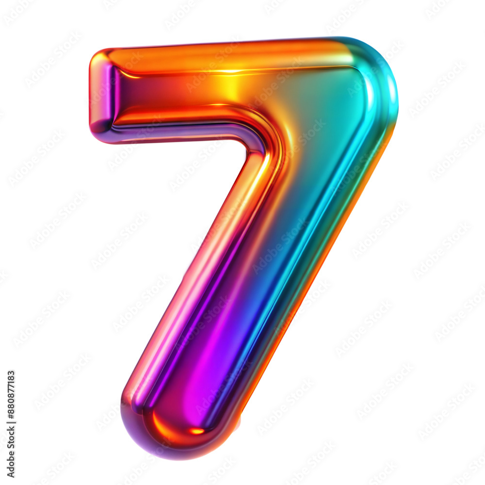 Colorful gradient number 7 isolated on transparent background with clipping path cut-out Colorful gradient number 7 isolated on transparent background with clipping path cut-out