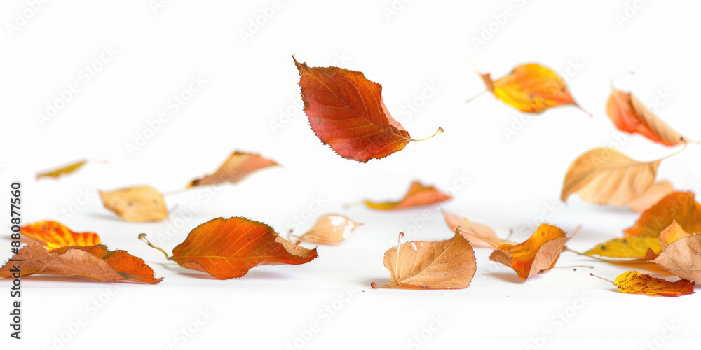 Autumn leaves on white background, fall backdrop Autumn leaves on white background, fall backdrop