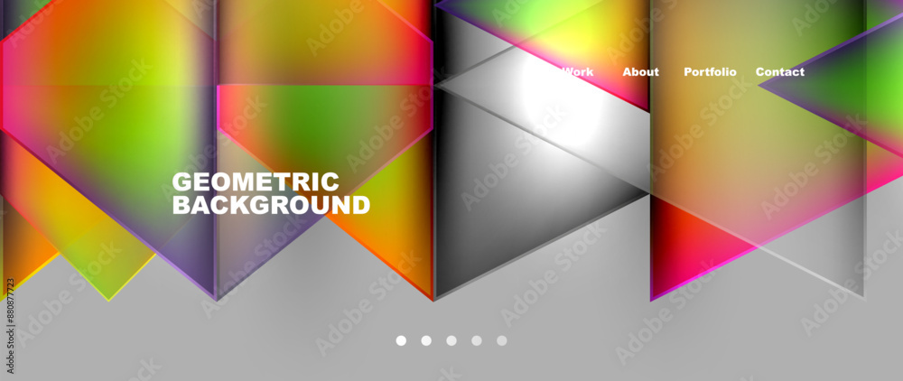 Metal triangles with colorful bright triangles. Geometric modern minimalist design template Metal triangles with colorful bright triangles. Geometric modern minimalist design template