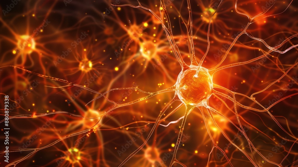 Nerve Cell Network: A Microscopic View of the Brain Stock Illustration ...