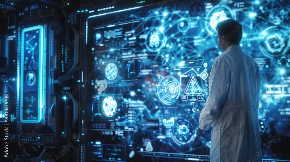 Scientist Studying Data on a Large Screen Scientist Studying Data on a Large Screen