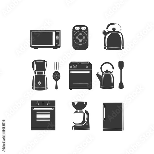 household appliances minimalist logo or symbol black color only