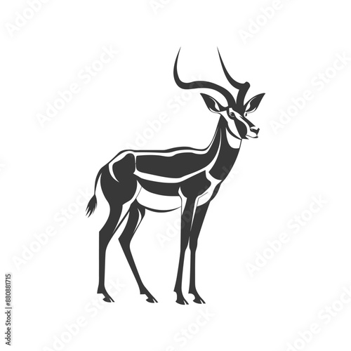 impala animal minimalist logo or symbol black color only