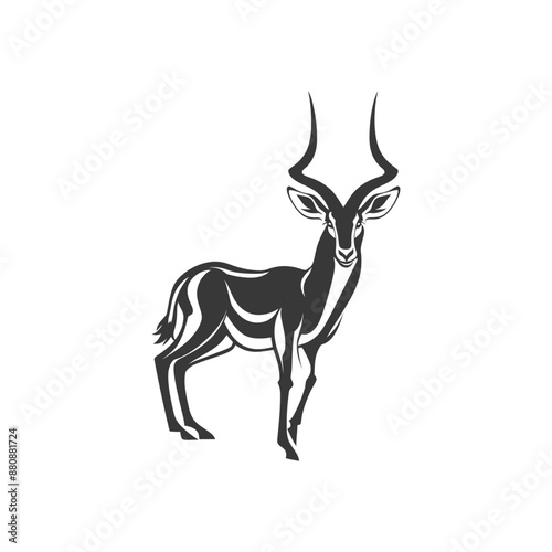 impala animal minimalist logo or symbol black color only