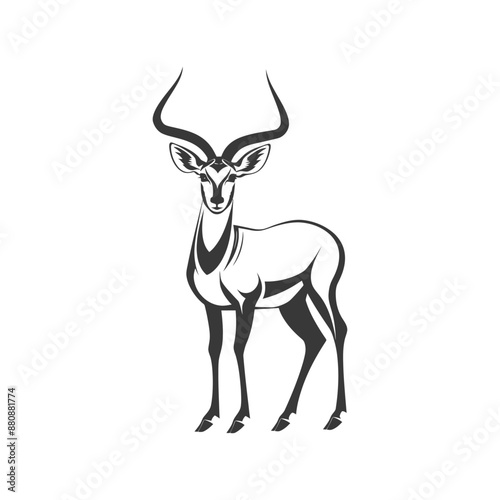impala animal minimalist logo or symbol black color only