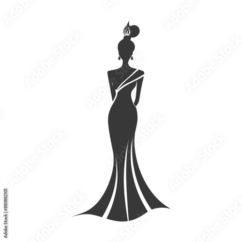 indonesian women wearing kebaya minimalist logo or symbol black color only