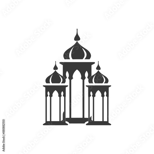 islamic eid lanterns minimalist logo or symbol black color only