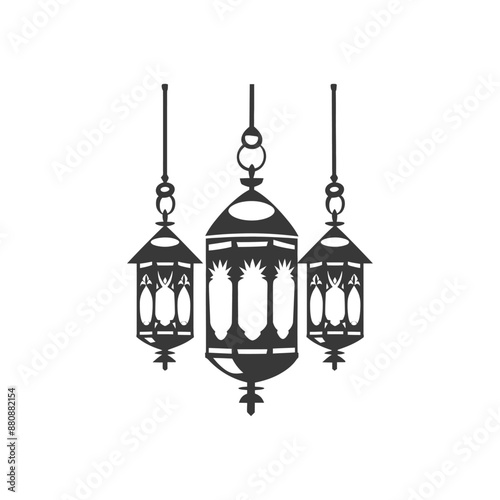 islamic eid lanterns minimalist logo or symbol black color only