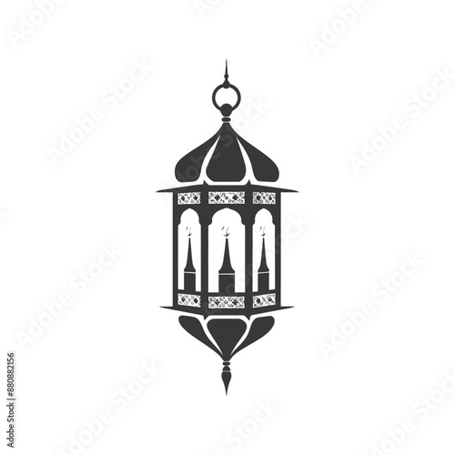 islamic eid lanterns minimalist logo or symbol black color only
