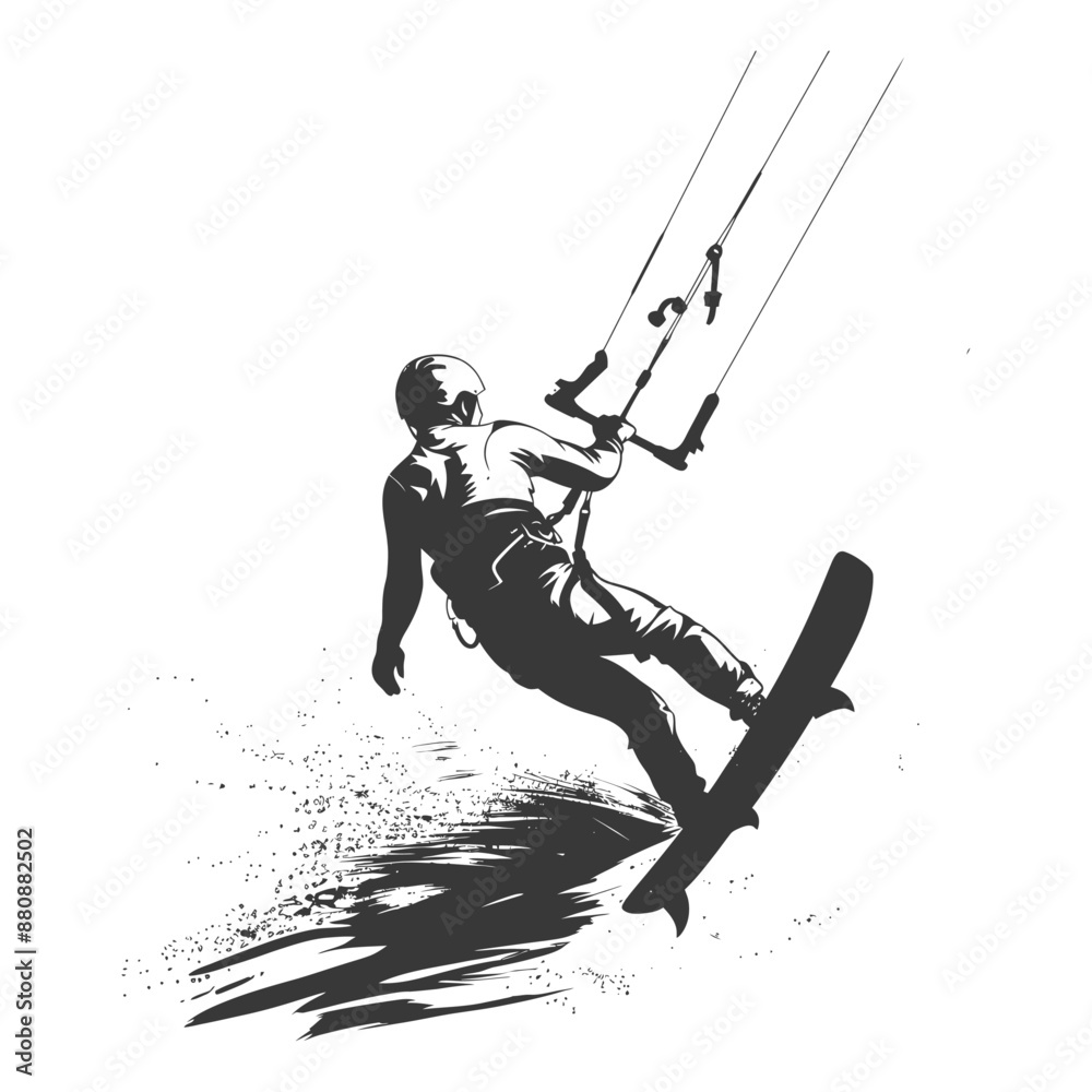 Obraz premium kitesurfing man athlete minimalist logo or symbol black color only