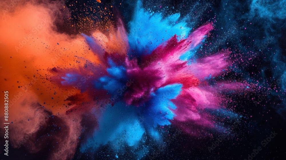 Colored powder explosion. Abstract closeup dust on backdrop. Colorful explode. Paint holi Colored powder explosion. Abstract closeup dust on backdrop. Colorful explode. Paint holi