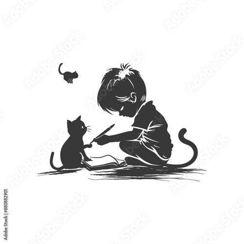 little boy activity minimalist logo or symbol black color only