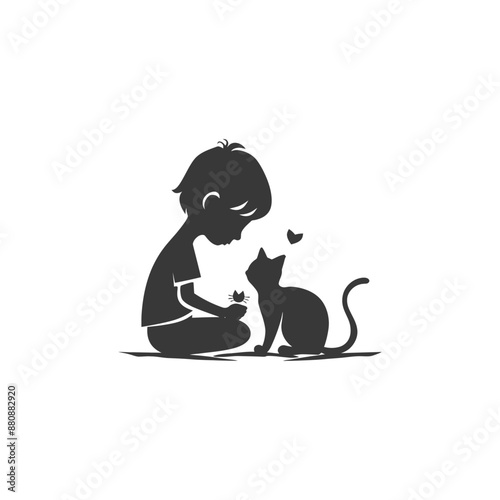 little boy activity minimalist logo or symbol black color only