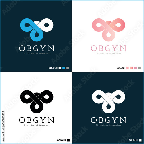 OBGYN obstetrics and gynecology clinic modern logo set template design