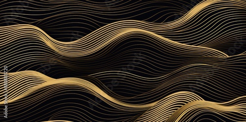 Abstract Gold Lines Waves Pattern Background.