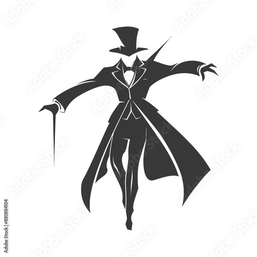 magician man minimalist logo or symbol black color only