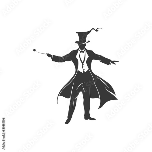 magician man minimalist logo or symbol black color only