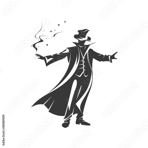 magician man minimalist logo or symbol black color only