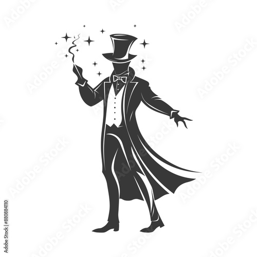 magician man minimalist logo or symbol black color only