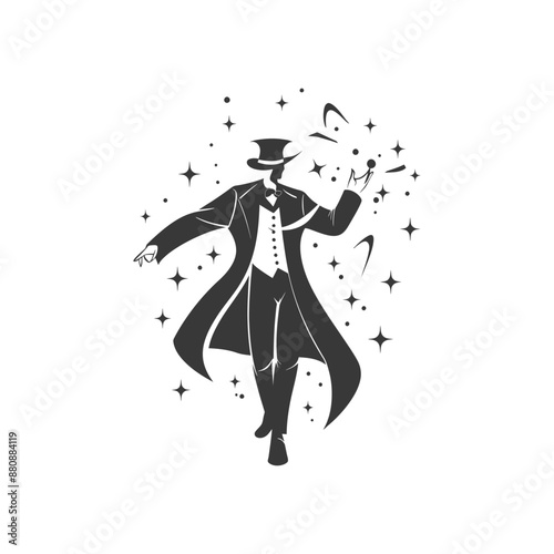 magician man minimalist logo or symbol black color only