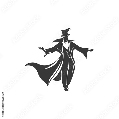 magician man minimalist logo or symbol black color only