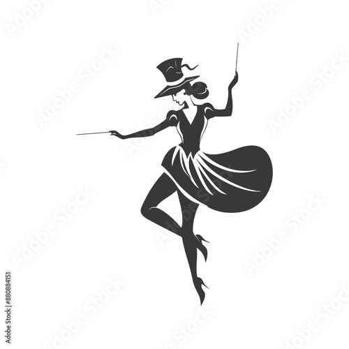 magician woman minimalist logo or symbol black color only