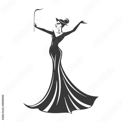 magician woman minimalist logo or symbol black color only