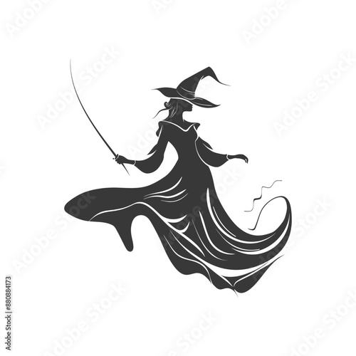 magician woman minimalist logo or symbol black color only