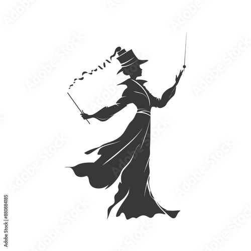 magician woman minimalist logo or symbol black color only