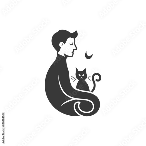 man activities minimalist logo or symbol black color only