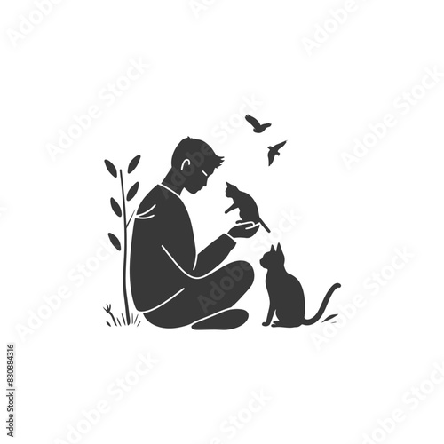 man activities minimalist logo or symbol black color only