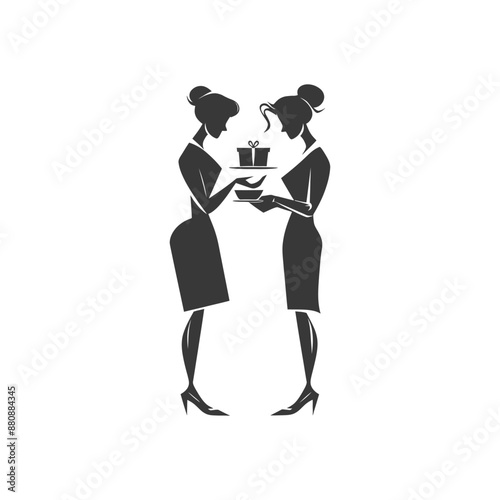 man and women couple minimalist logo or symbol black color only