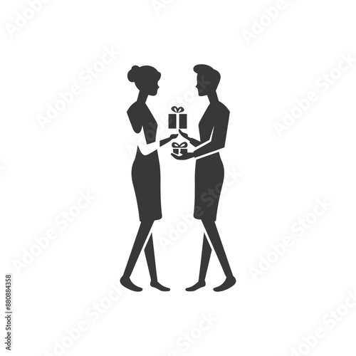 man and women couple minimalist logo or symbol black color only