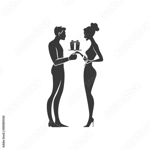 man and women couple minimalist logo or symbol black color only
