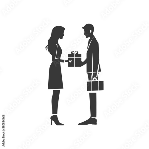 man and women couple minimalist logo or symbol black color only