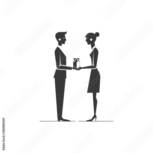 man and women couple minimalist logo or symbol black color only