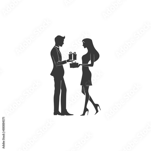 man and women couple minimalist logo or symbol black color only