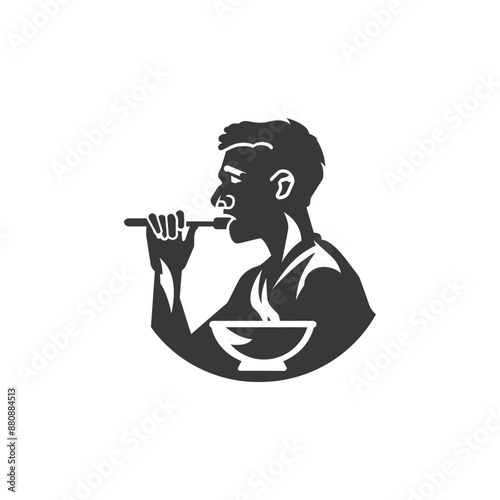 man brushing his teeth minimalist logo or symbol black color only