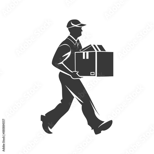 man carry goods minimalist logo or symbol black color only