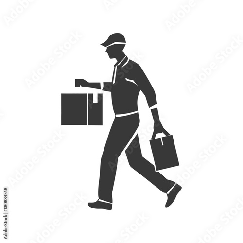 man carry goods minimalist logo or symbol black color only