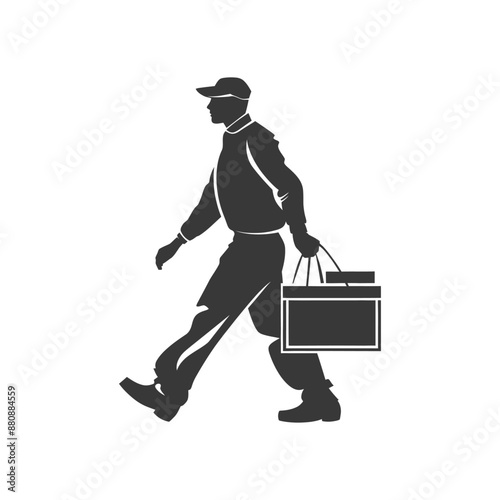 man carry goods minimalist logo or symbol black color only